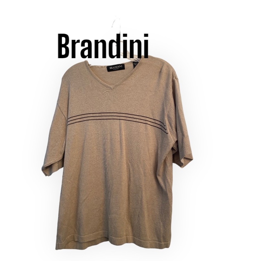 Brandini Tan short-sleeved VNeck sweater XL